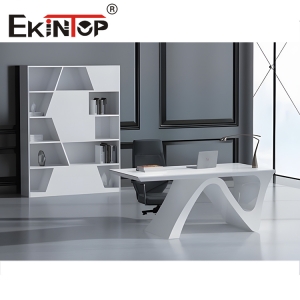 Elevate Your Workspace with Ekintop's White and Gold Desk Table