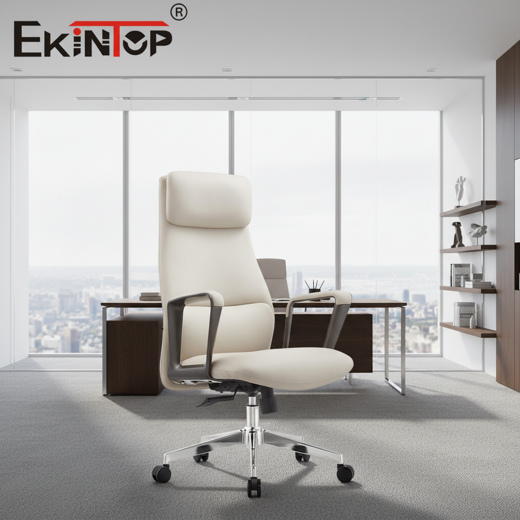  Elevate Your Workspace with EKINTOP Beige High-Back Executive Chair | Ultimate Comfort & Style