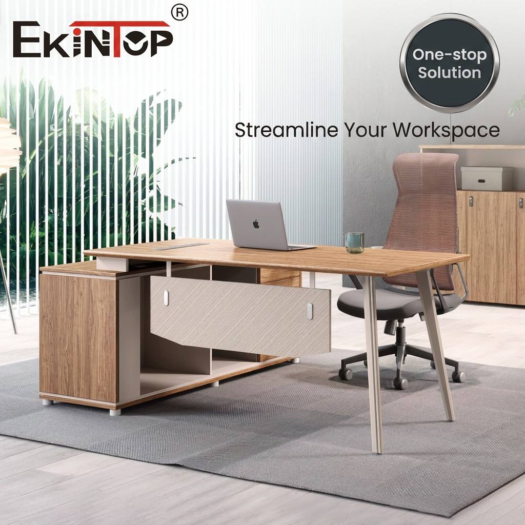 Natural Textures & Total Harmony: The Complete Manager's Office Furniture Set with Integrated Storage